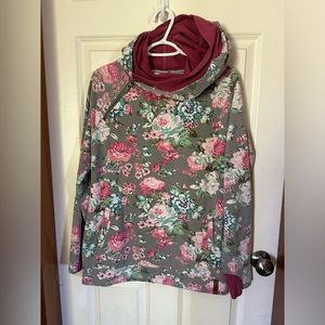 Mindy Mae's DoubleHood floral hoodie size XL.